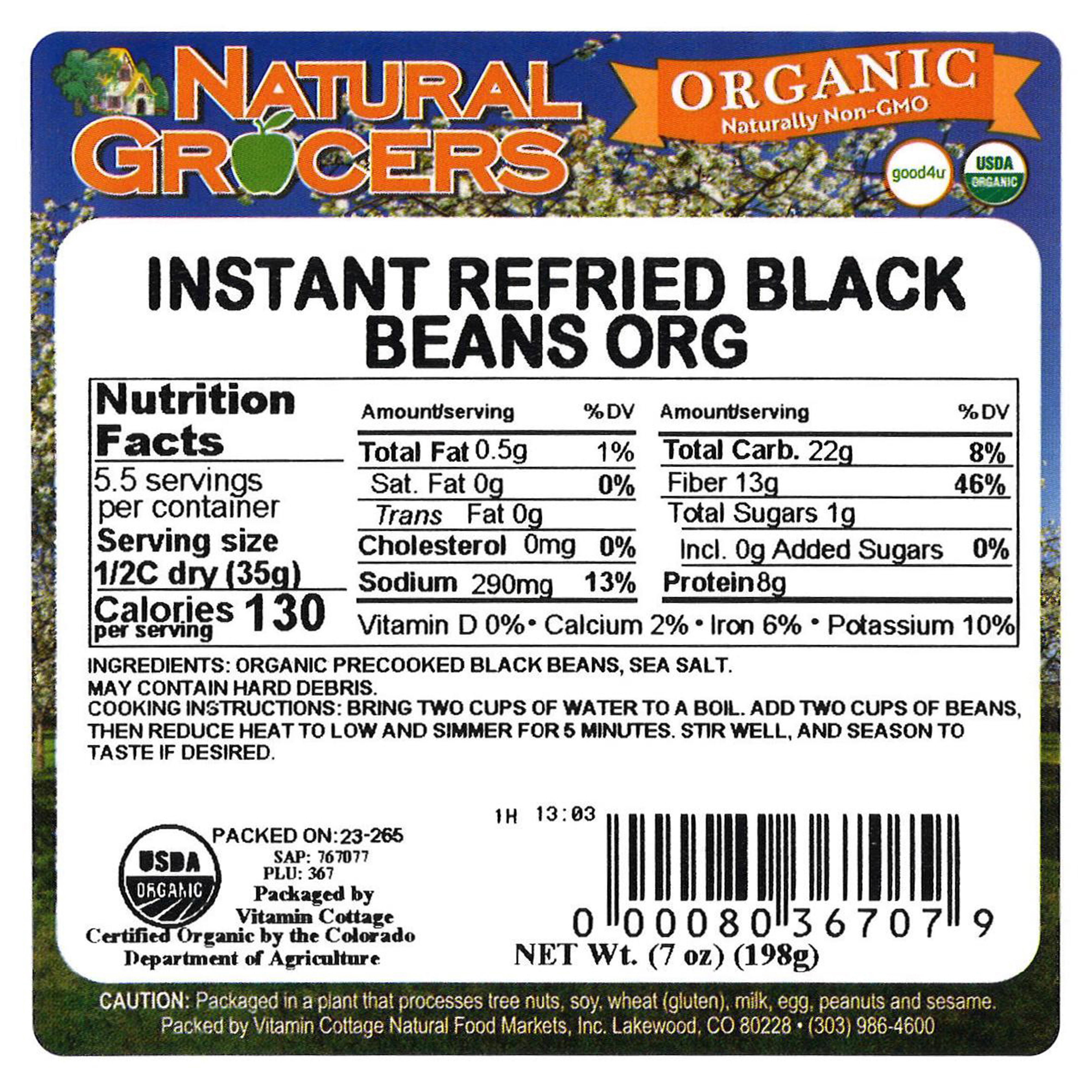 Beans Instant Rfrd Black Org 7 Oz | Natural Grocers